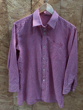 Vintage 90s red gingham tablecloth long short sleeve mod  punk shirt size medium